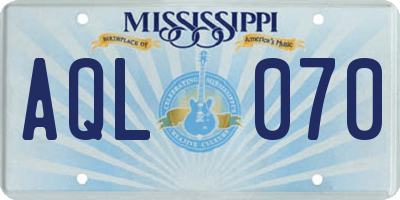 MS license plate AQL070