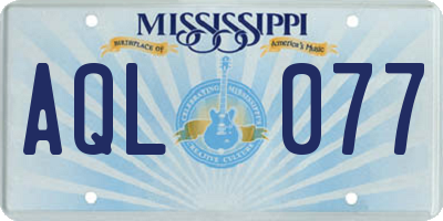 MS license plate AQL077