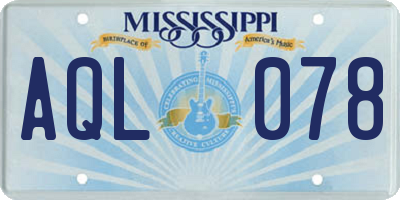 MS license plate AQL078
