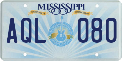 MS license plate AQL080