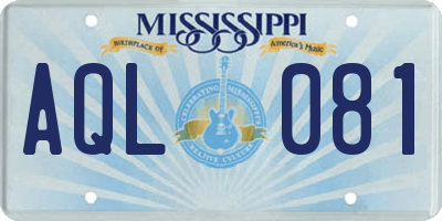 MS license plate AQL081
