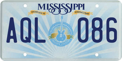 MS license plate AQL086