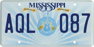 MS license plate AQL087