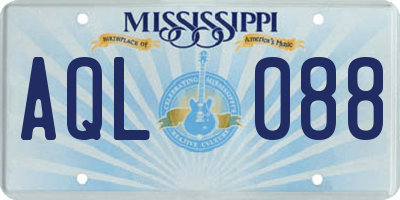 MS license plate AQL088