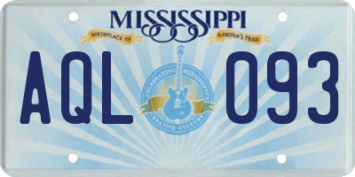 MS license plate AQL093