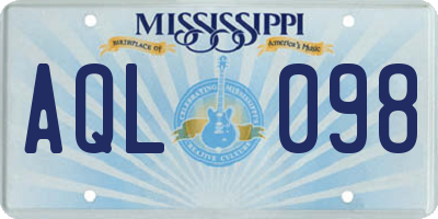 MS license plate AQL098