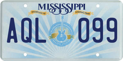 MS license plate AQL099
