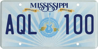 MS license plate AQL100