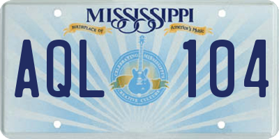 MS license plate AQL104