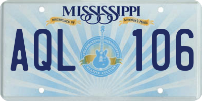 MS license plate AQL106