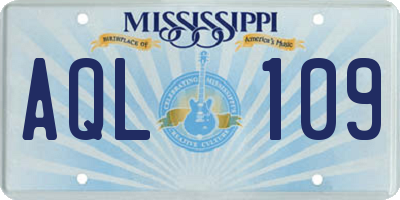 MS license plate AQL109