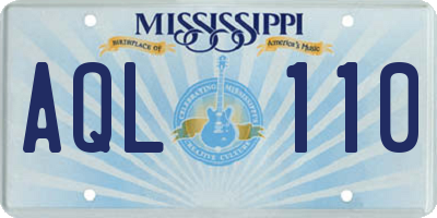 MS license plate AQL110