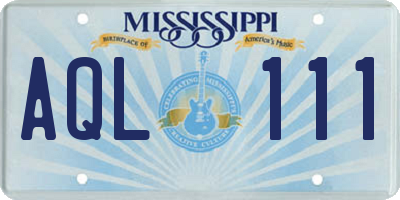 MS license plate AQL111