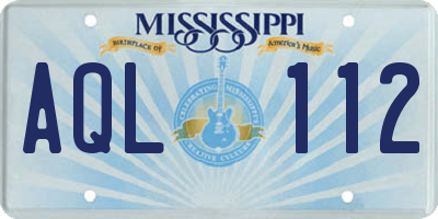 MS license plate AQL112