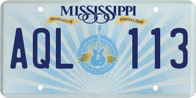 MS license plate AQL113