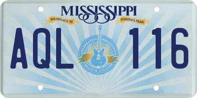 MS license plate AQL116
