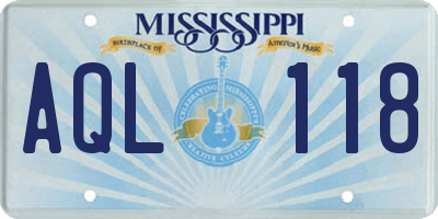 MS license plate AQL118