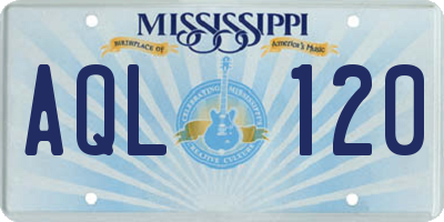 MS license plate AQL120