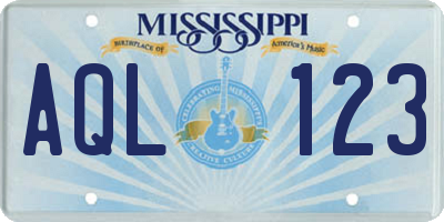 MS license plate AQL123