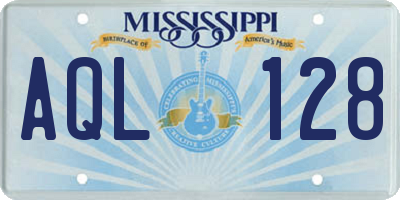 MS license plate AQL128