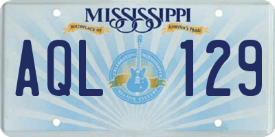MS license plate AQL129
