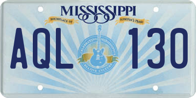 MS license plate AQL130