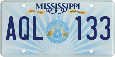 MS license plate AQL133