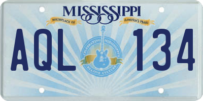 MS license plate AQL134