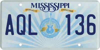 MS license plate AQL136