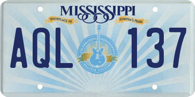 MS license plate AQL137
