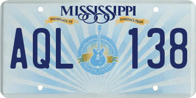 MS license plate AQL138