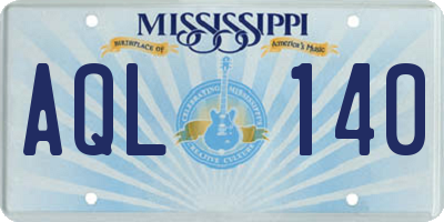 MS license plate AQL140