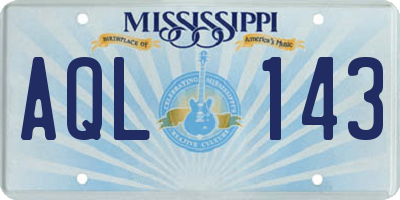 MS license plate AQL143
