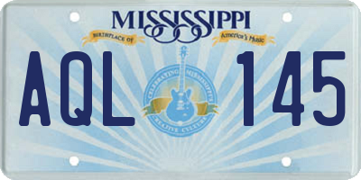 MS license plate AQL145