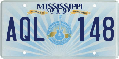 MS license plate AQL148
