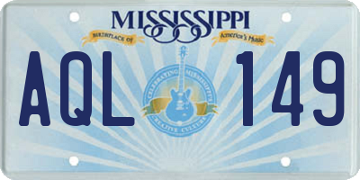 MS license plate AQL149