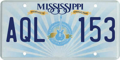 MS license plate AQL153