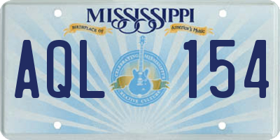 MS license plate AQL154
