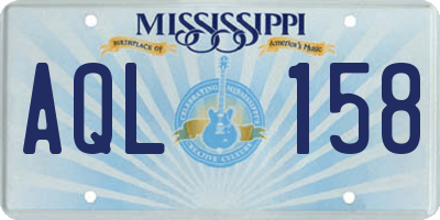 MS license plate AQL158