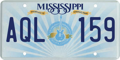 MS license plate AQL159