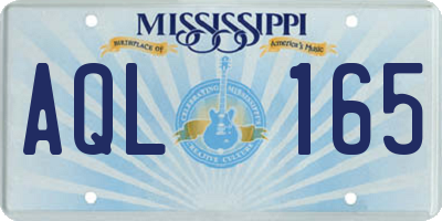 MS license plate AQL165