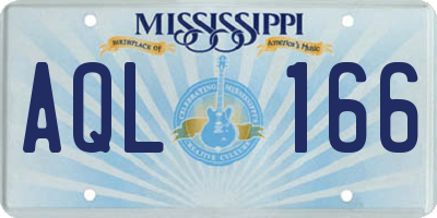 MS license plate AQL166