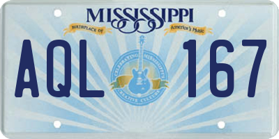 MS license plate AQL167