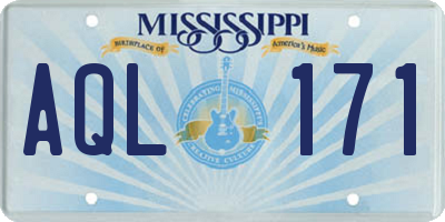 MS license plate AQL171