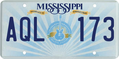 MS license plate AQL173