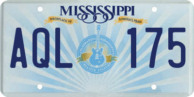 MS license plate AQL175