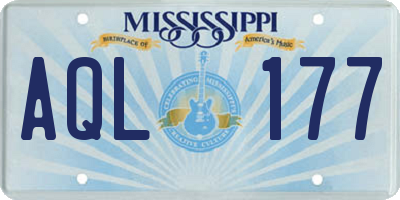MS license plate AQL177