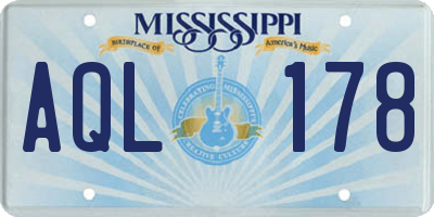 MS license plate AQL178