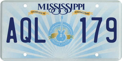 MS license plate AQL179