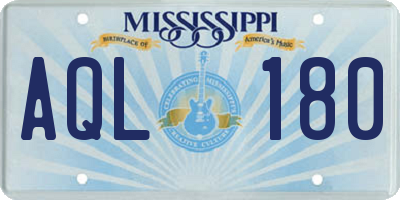 MS license plate AQL180